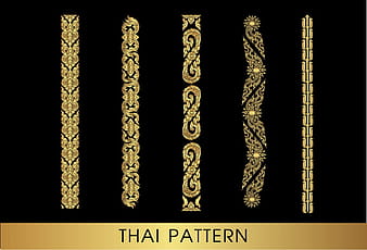 Golden thai ornaments art vector material  eps