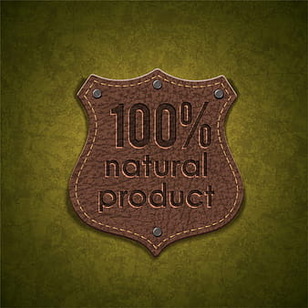 Natural product leather shield label eps ai vector