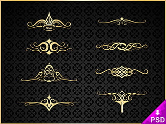 8 Royal Ornaments psd vector