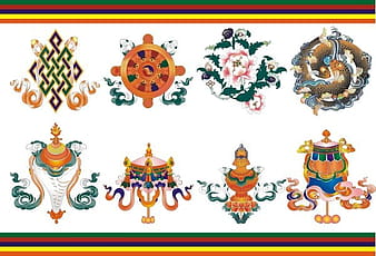 Tibetan auspicious eight baby umbrella goldfish aquarius lotus white conch the lucky knot victory buildings kingland cdr vector