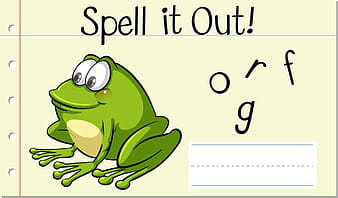 Spell English word frog eps vector