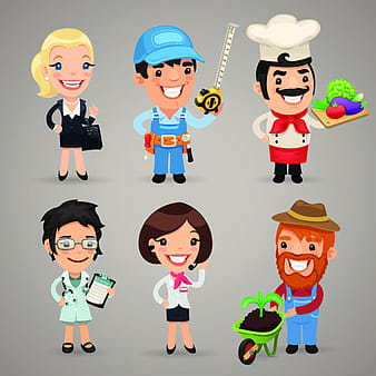 Different occupations cartoon characters vector eps