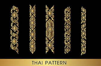 Golden thai ornaments art vector material 19 eps