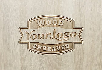 Wood Engraved Logo MockUp #2 psd vector