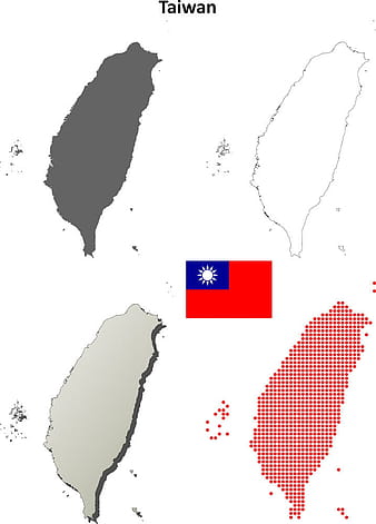 Taiwan outline map set vector eps ai
