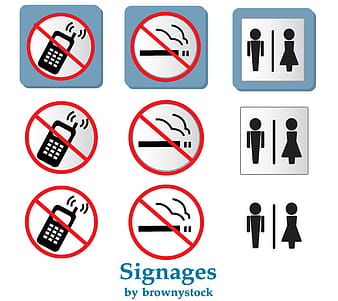 Prohibited Signs Vector: No Smoking and No Mobile Phones Sign Clipart ai