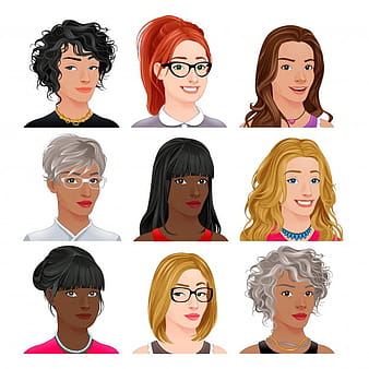 Different female avatars eps vector