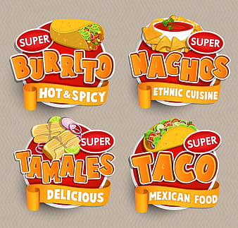 Vector de etiqueta de etiquetas de comida mexicana eps
