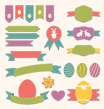 Easter scrapbook set - labels ribbons and other vector eps ai