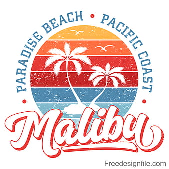Paradise Beach Malibu Logo design vector eps