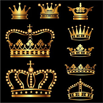 Gold Crown Set eps ai vector