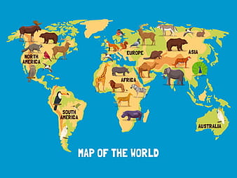 Wild animal with world maps vector  eps