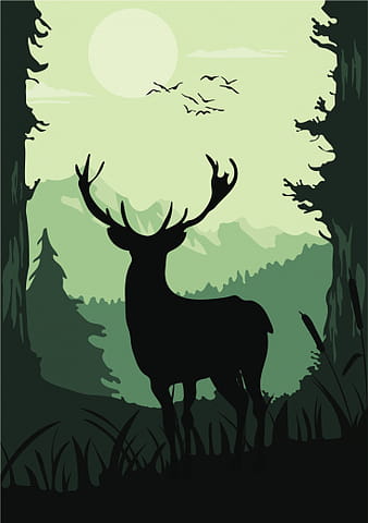 Dibujo de renos de diseño de silueta oscura pintura de vida silvestre ai eps
