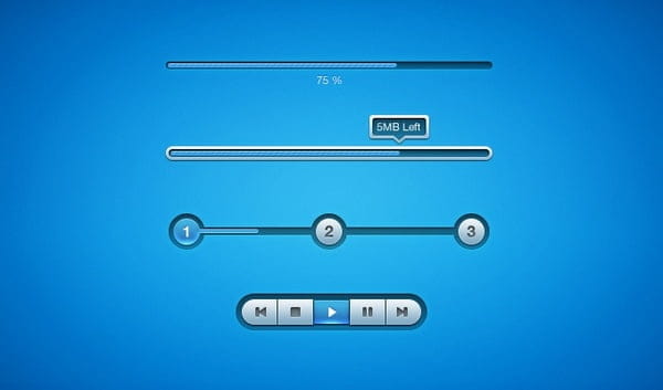 Blue UI Elements psd vector