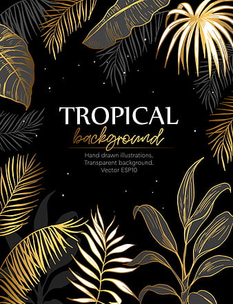 Gold palm tropical background vector  eps