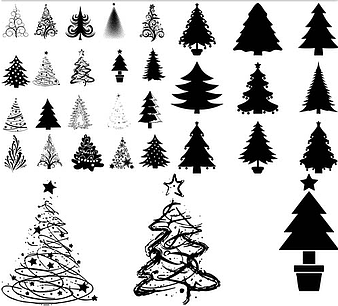 Silhouetten Weihnachtsbäume 2 Vektor ai