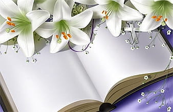 Books and lilies psd layered psd vector