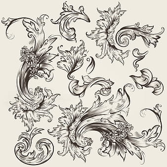 Vector de diseño de ornamento floral remolino  eps ai