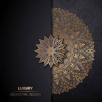 Luxury ornamental mandala design background in gold color eps vector