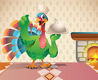 Turkey Chef Thanksgiving Background eps vector