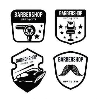 Barbershop black and white logos eps vector