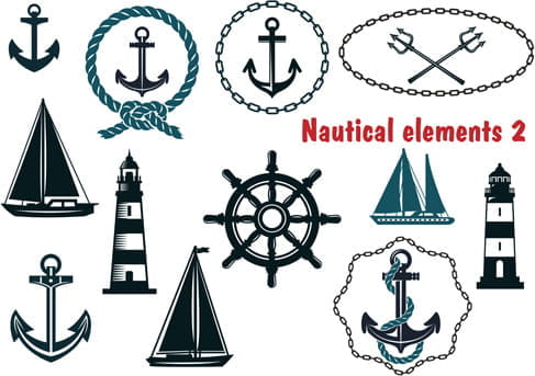 Nautical elements vector pack eps