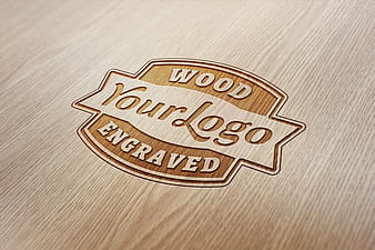 Wood Engraved Logo MockUp psd vector