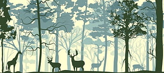 Naturaleza salvaje dibujo bosque animales iconos silueta diseño eps ai