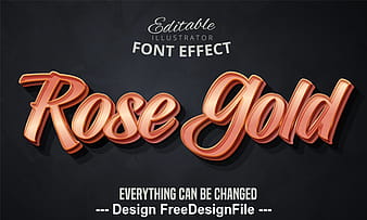 Rose gold 3d font text effect vector eps