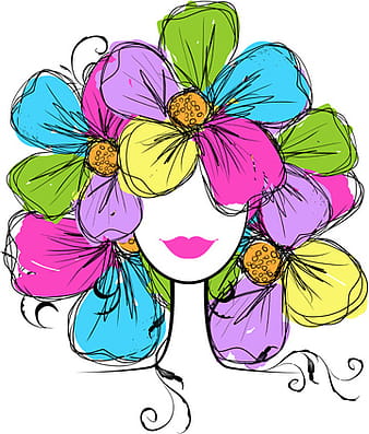 Hand drawn girls with flowers vector eps