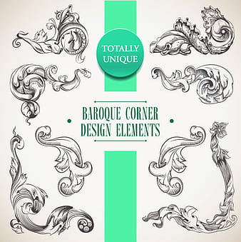 Elements of baroque style frames and borders vector eps