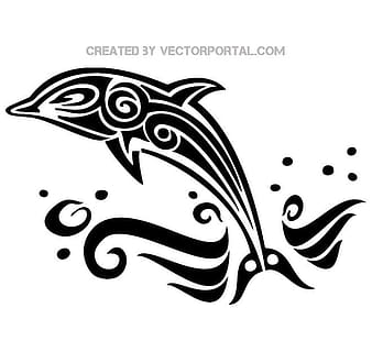 vector libre de estilo de tatuaje de delfines eps
