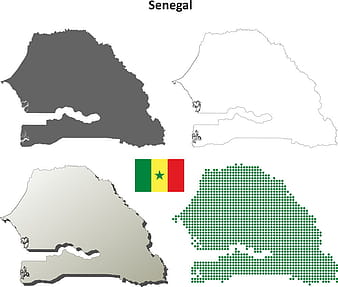 Senegal outline map set vector ai eps
