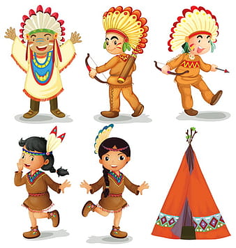 Cartoon Indigenous people vector material  eps