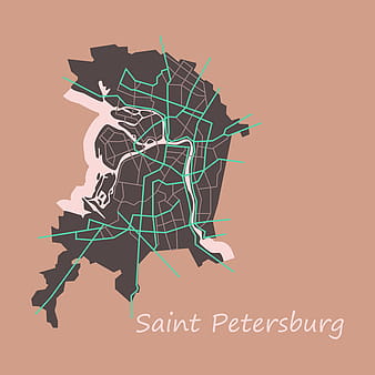 Flat color map of the centre of st petersburg vector eps ai