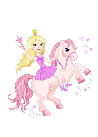 Princess and Unicorn cartoon vectors eps