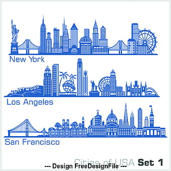 los angeles and other cities cities building silhouette vector ai