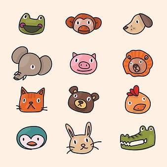 Animal Friends Faces svg ai vector