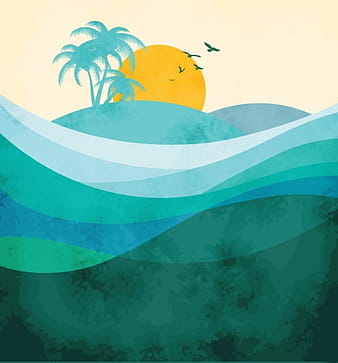 Isla ondulada dibujo líneas curvas decoración diseño retro eps ai