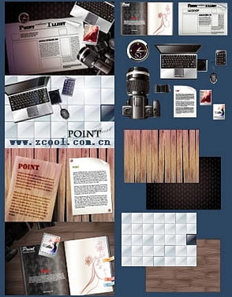 Cameras notebooks newspapers magazines and other vector ai