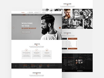 Barbershop Website Template psd vector