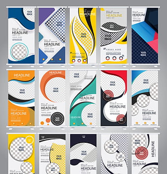 Plantillas de banner Standee decoración abstracta colorida vertical moderna eps ai