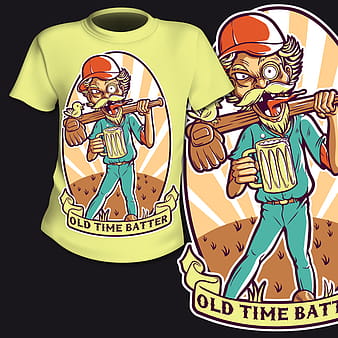 Vector de diseño de patrón de impresión de camiseta de bateador de antaño eps