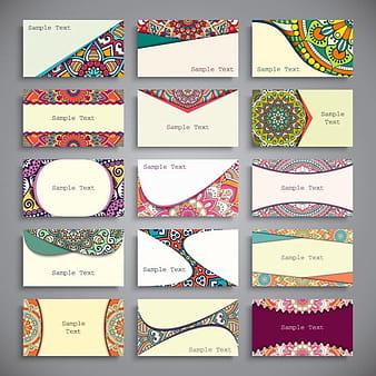 Boho style business cards collection eps vector