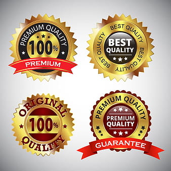 Serrated border shiny golden quality labels round icons eps ai vector