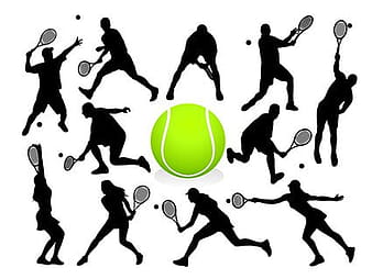 Action figures tennis silhouette eps vector