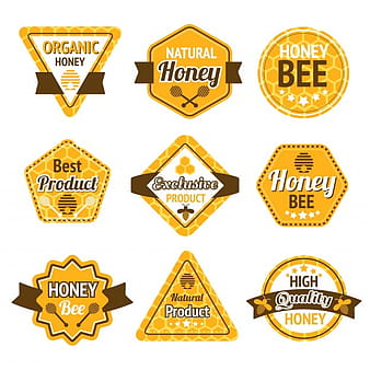 Honey best high quality organic products labels set isolated vector illustration eps