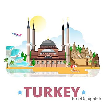 Турция туристически елементи дизайн вектор eps