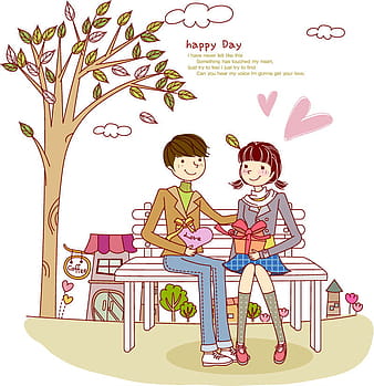 Cartoon each other gifts couple vector material eps