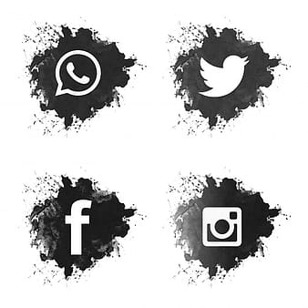 Social media black grunge icons set eps vector